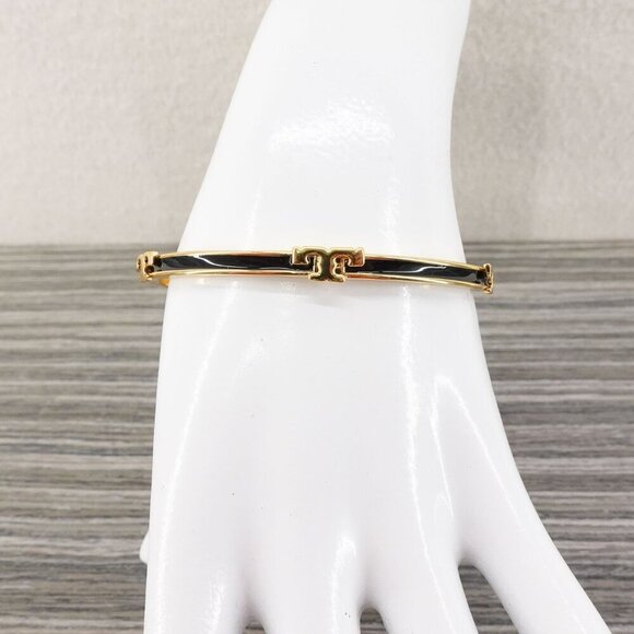 Tory Burch Serif-T Enameled Stackable Bracelet Black OS - Picture 12 of 12